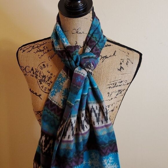 Preston & York Teal, purple, gray scarf - Picture 2 of 6